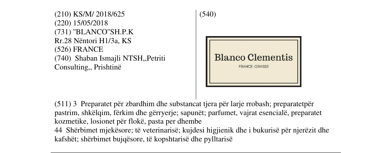Zëri i markës Blanco Clementis në buletin