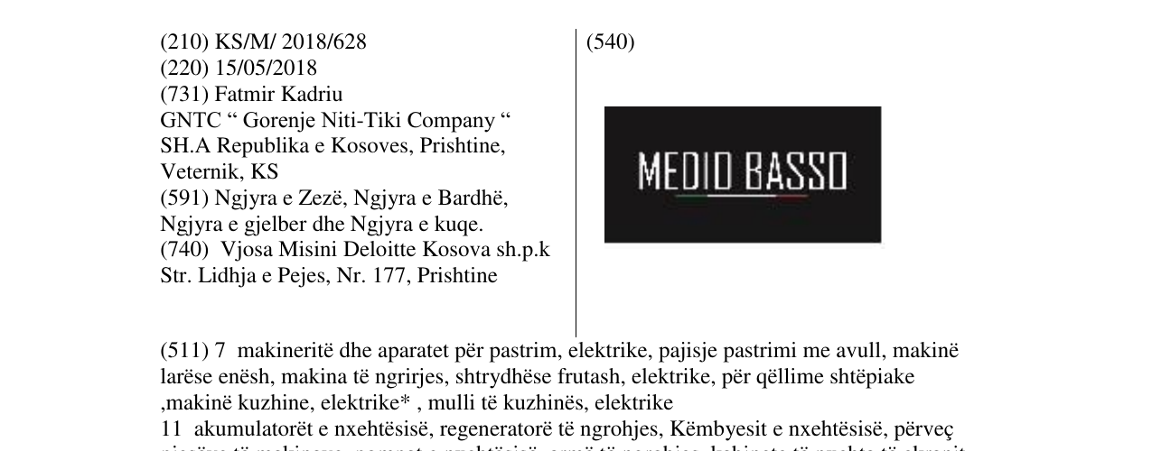 Zëri i markës MEDIO BASSO në buletin