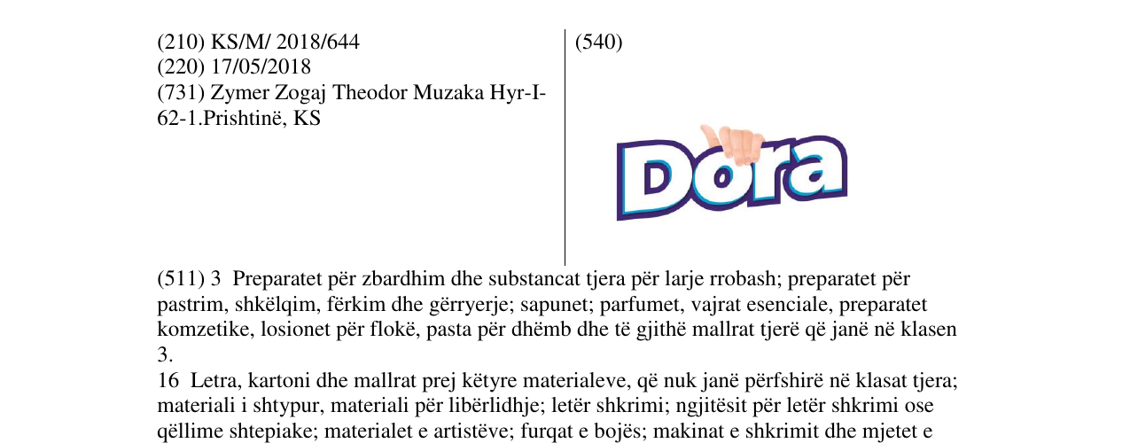 Zëri i markës Dora në buletin