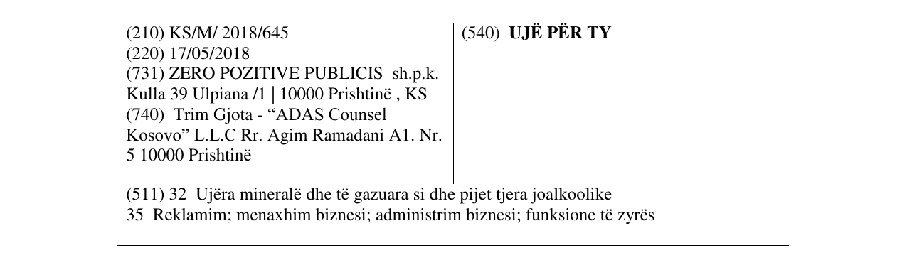 Zëri i markës UJË PËR TY në buletin