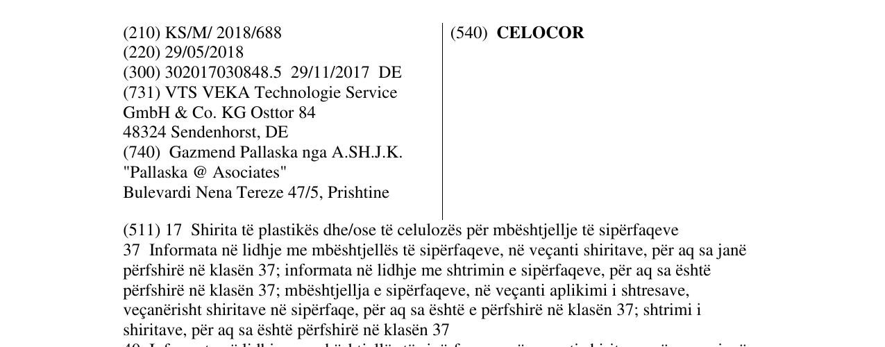Zëri i markës CELOCOR në buletin