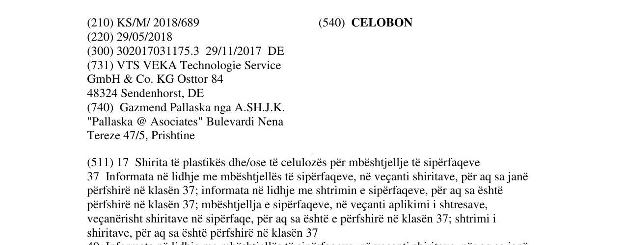Zëri i markës CELOBON në buletin