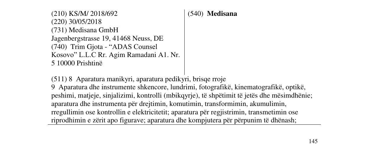 Zëri i markës Medisana në buletin