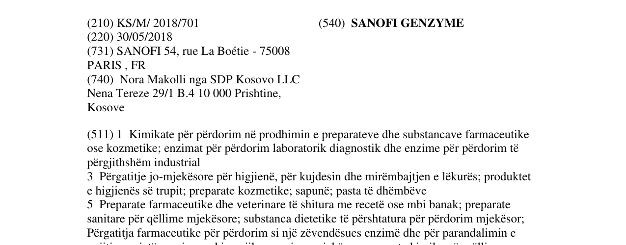 Zëri i markës SANOFI GENZYME në buletin