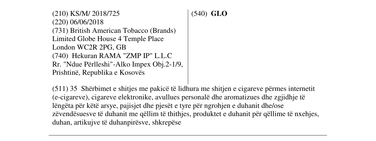Zëri i markës GLO në buletin