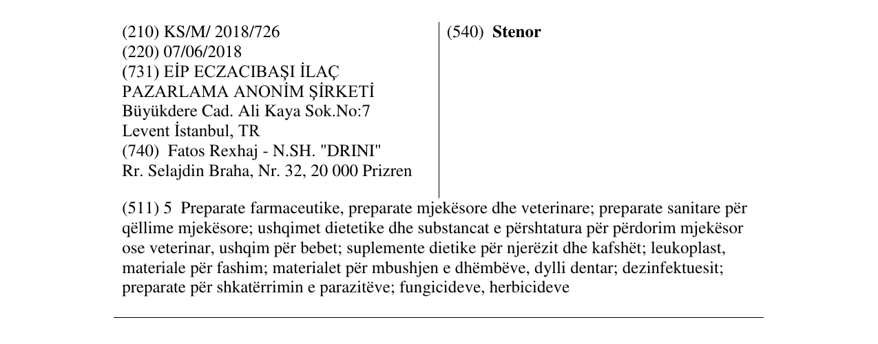 Zëri i markës Stenor në buletin
