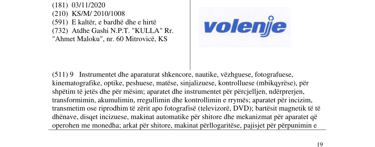 Zëri i markës volenje në buletin