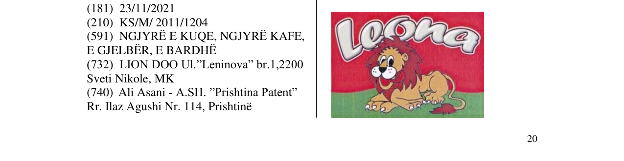 Zëri i markës Leona në buletin