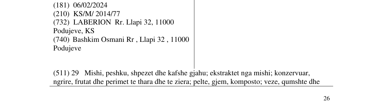 Zëri i markës Eks në buletin