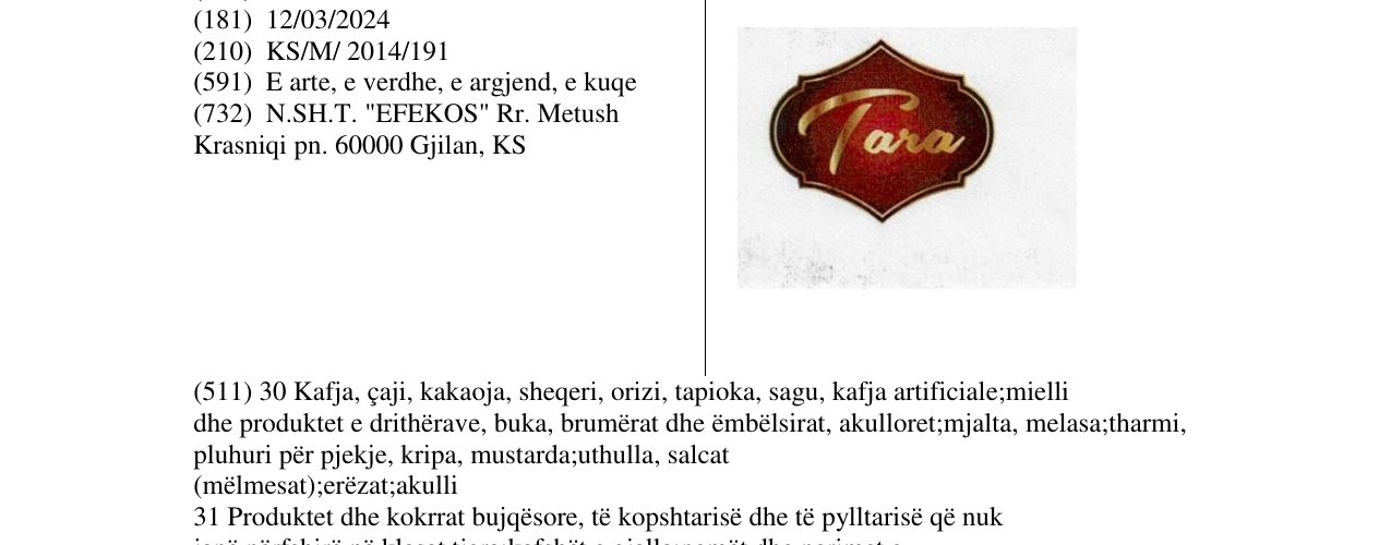 Zëri i markës Tara në buletin