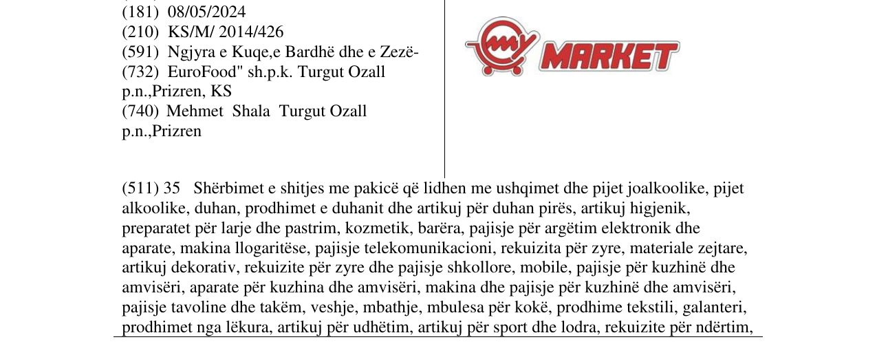Zëri i markës MARKET në buletin