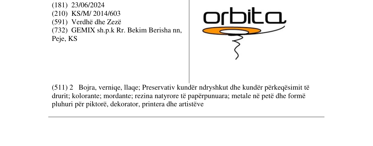 Zëri i markës ORBITA në buletin