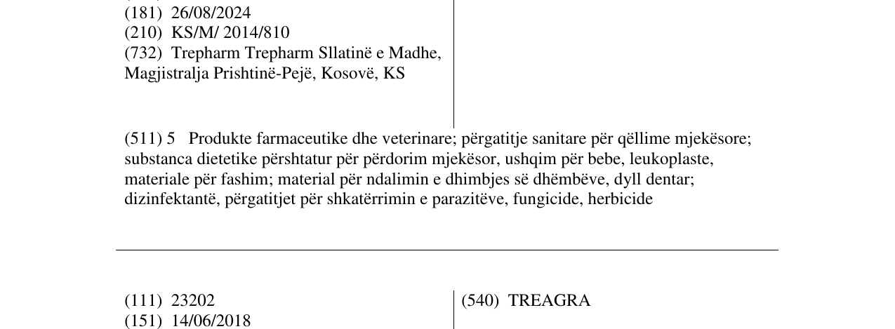 Zëri i markës DOLOFIX EXTRA në buletin