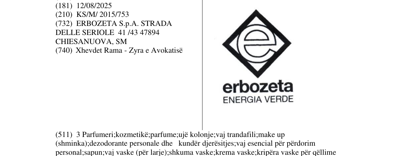 Zëri i markës e erbozeta ENERGIA VERDE në buletin