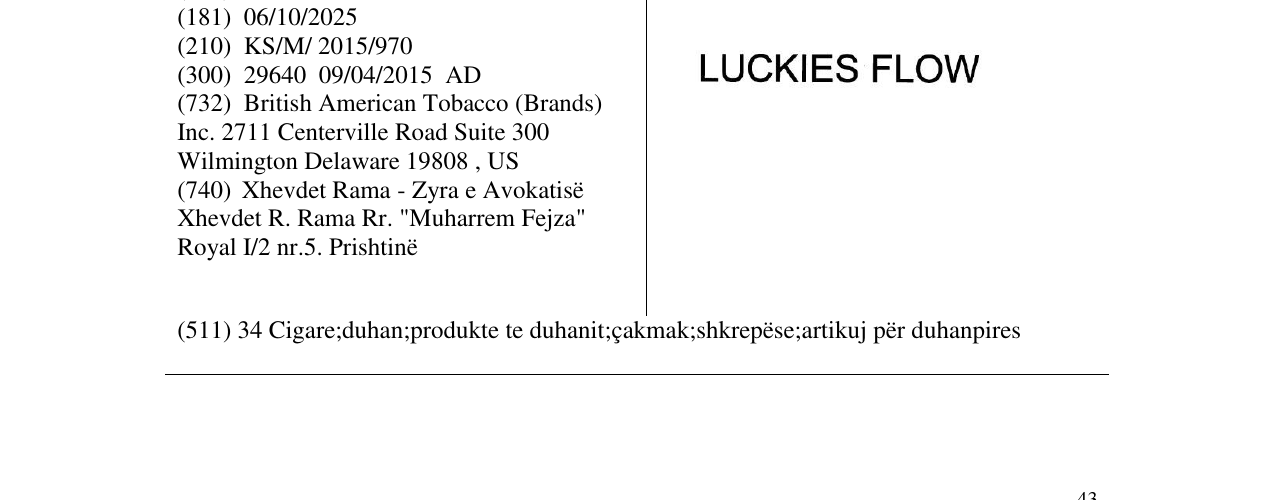 Zëri i markës LUCKIES FLOW në buletin