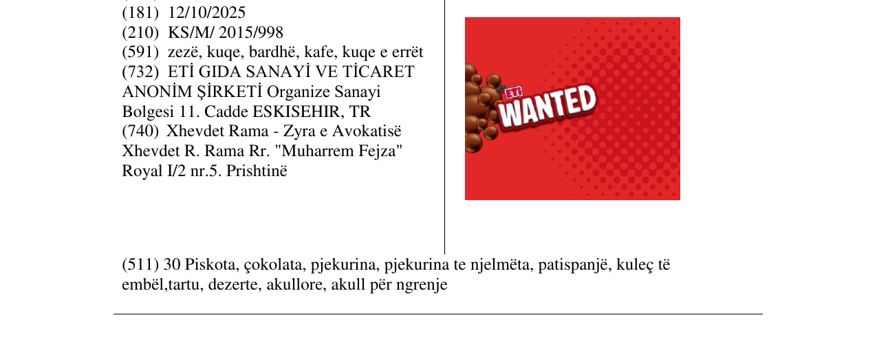 Zëri i markës ETi WANTED në buletin