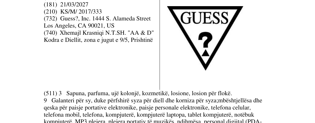 Zëri i markës GUESS në buletin