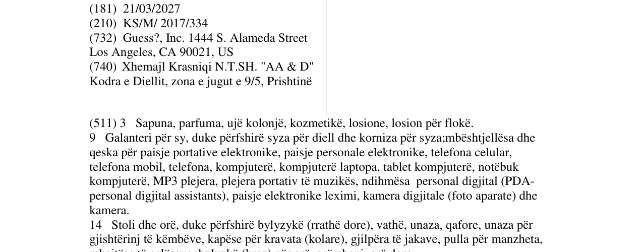 Zëri i markës GUESS në buletin