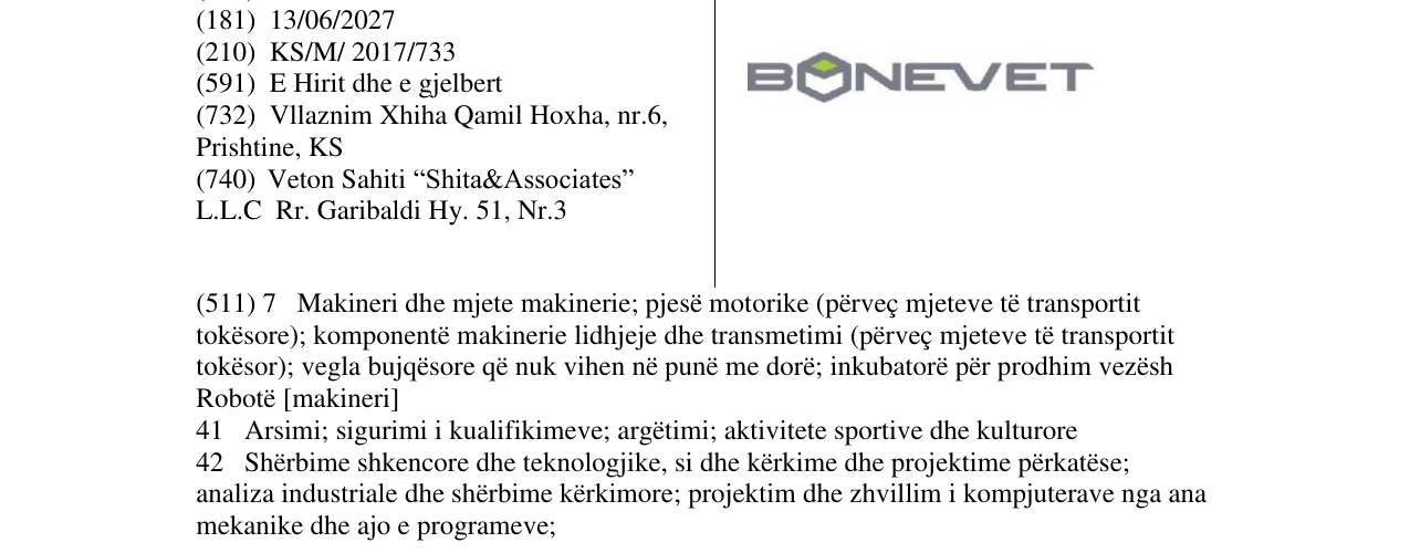 Zëri i markës Bonevet në buletin