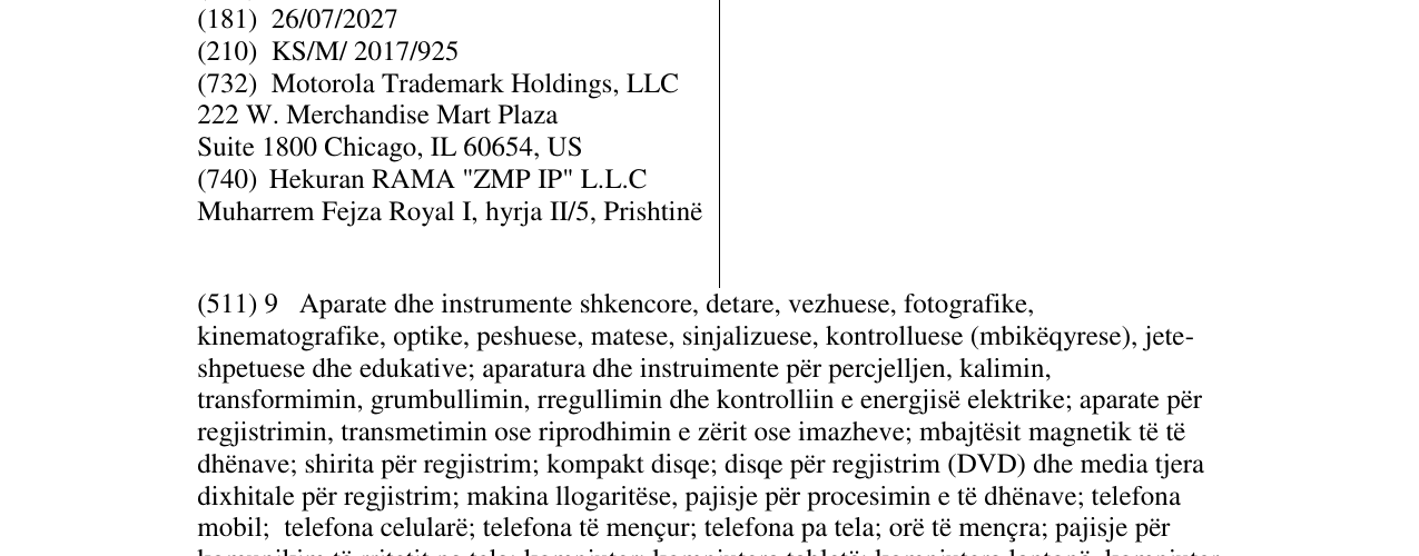 Zëri i markës MOTOROLA në buletin
