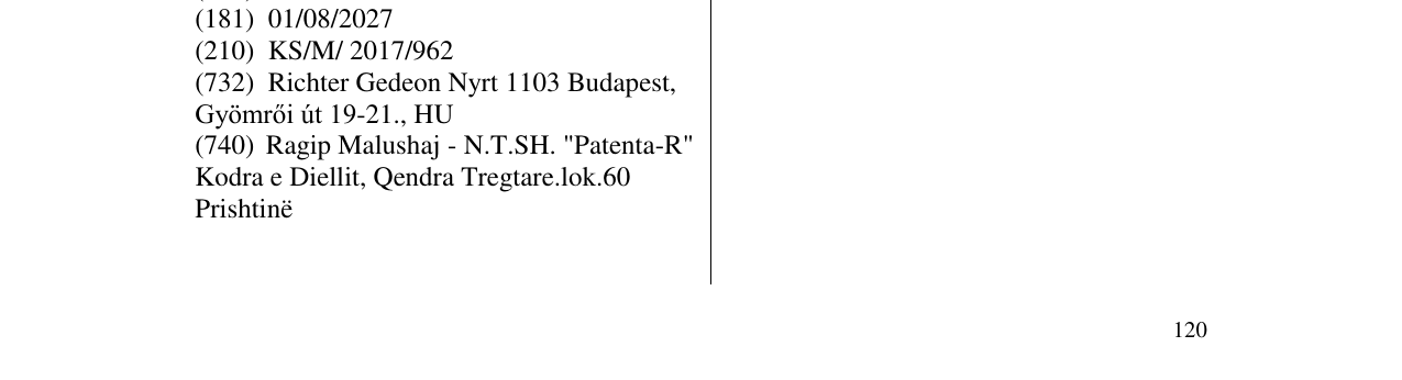 Zëri i markës VAGIRUX në buletin