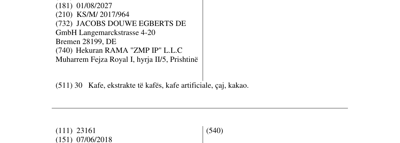 The entry of the trademark CRONAT in the bulletin