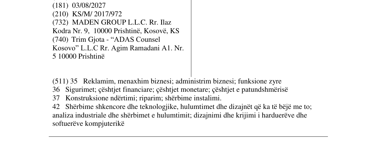 Zëri i markës MADEN në buletin