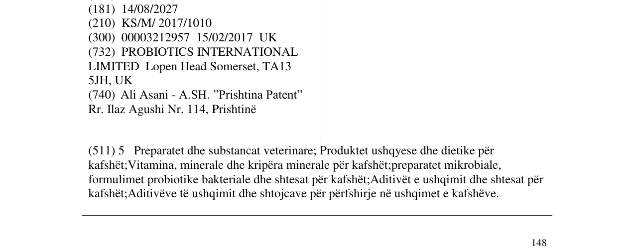 Zëri i markës CYSTOPHAN në buletin