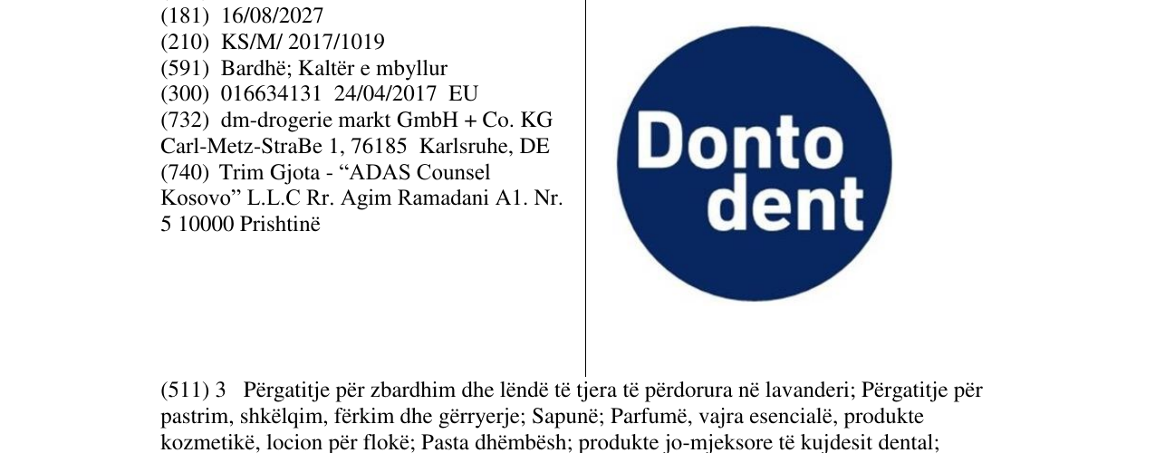 Zëri i markës Donto dent në buletin