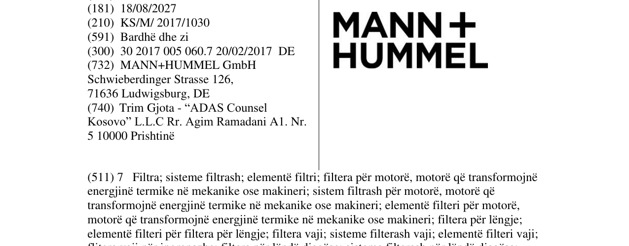 Zëri i markës MANN + HUMMEL në buletin