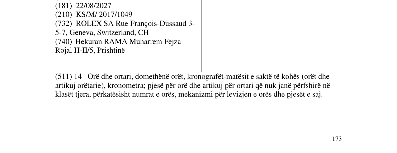 Zëri i markës DAYTONA në buletin