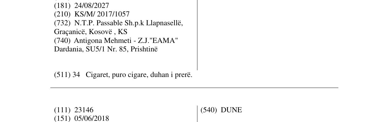 Zëri i markës DANUBE në buletin