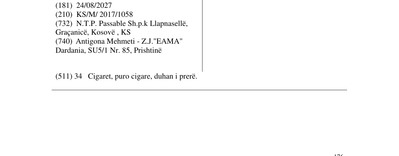 Zëri i markës DUNE në buletin