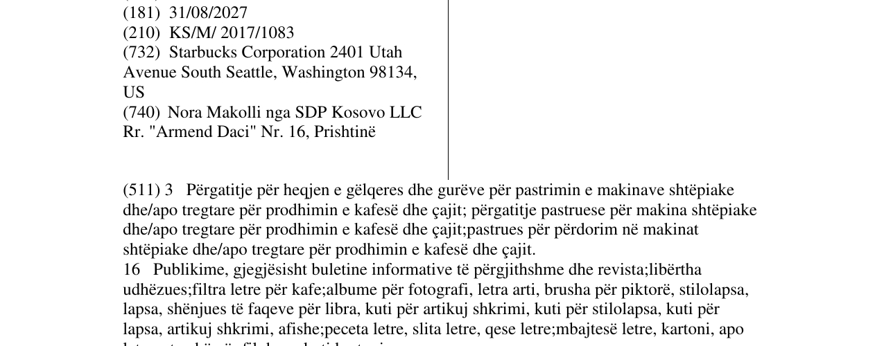 Zëri i markës STARBUCKS në buletin
