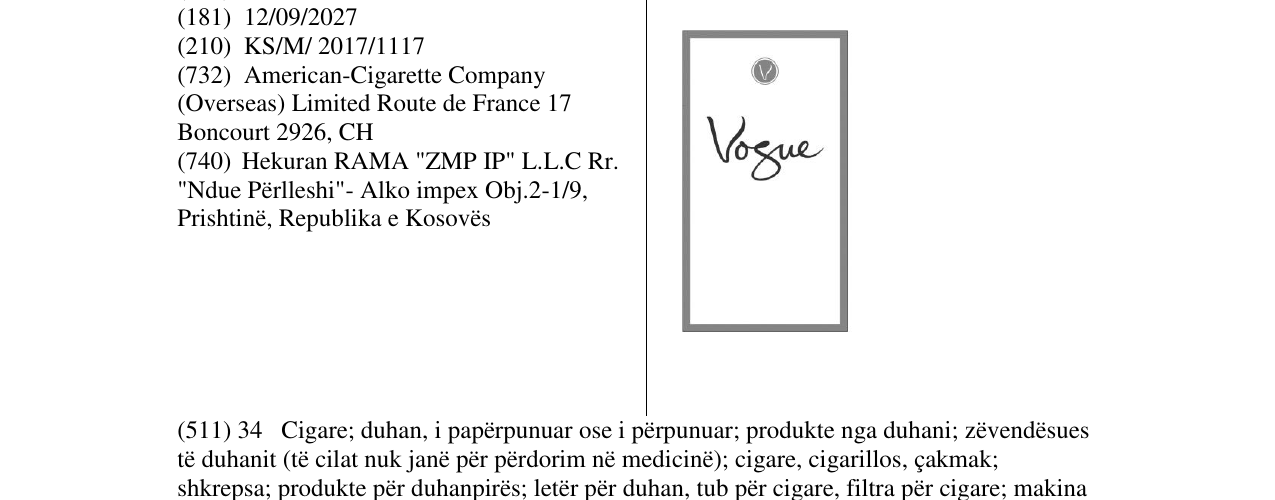 Zëri i markës Markë figurative në buletin