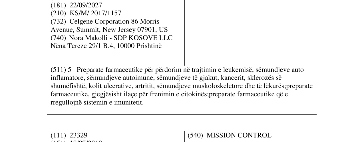 Zëri i markës OZAVANA në buletin