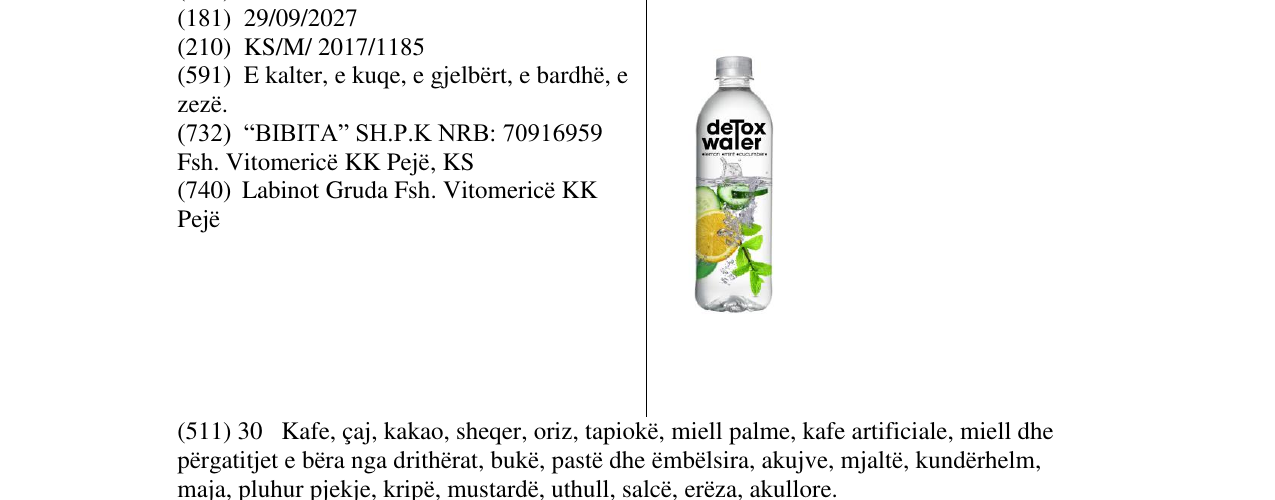 Zëri i markës deTox waTer në buletin