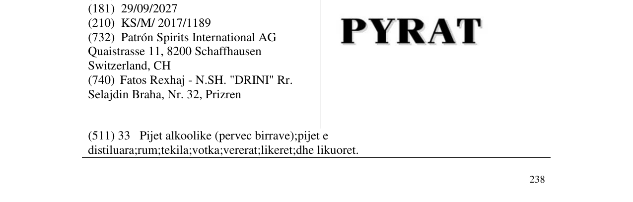 Zëri i markës PYRAT në buletin