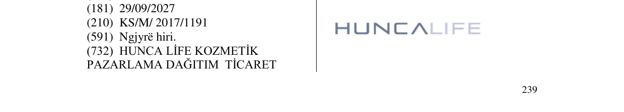 Zëri i markës HUNCALIFE në buletin