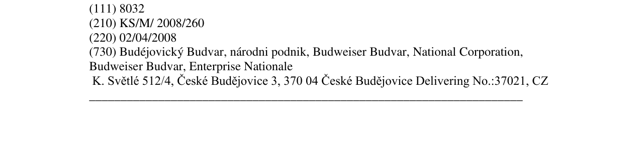 Zëri i markës BUDWEISER BUDVAR në buletin