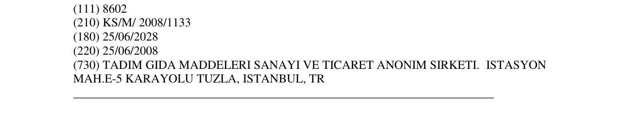 Zëri i markës TADIM - FIG. në buletin