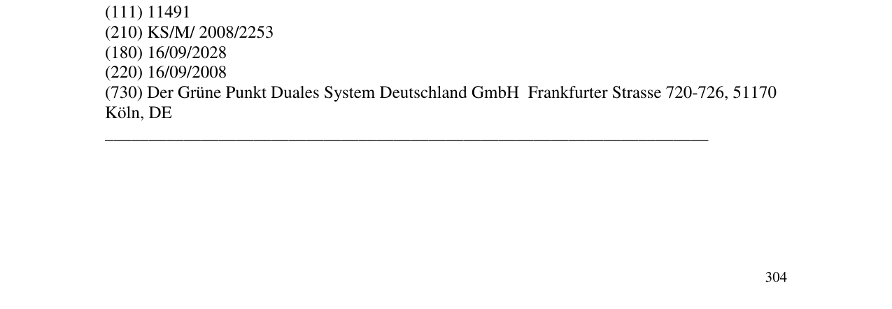 Der Eintrag der Marke Bildmarke im Bulletin