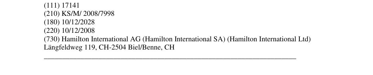Zëri i markës HAMILTON në buletin