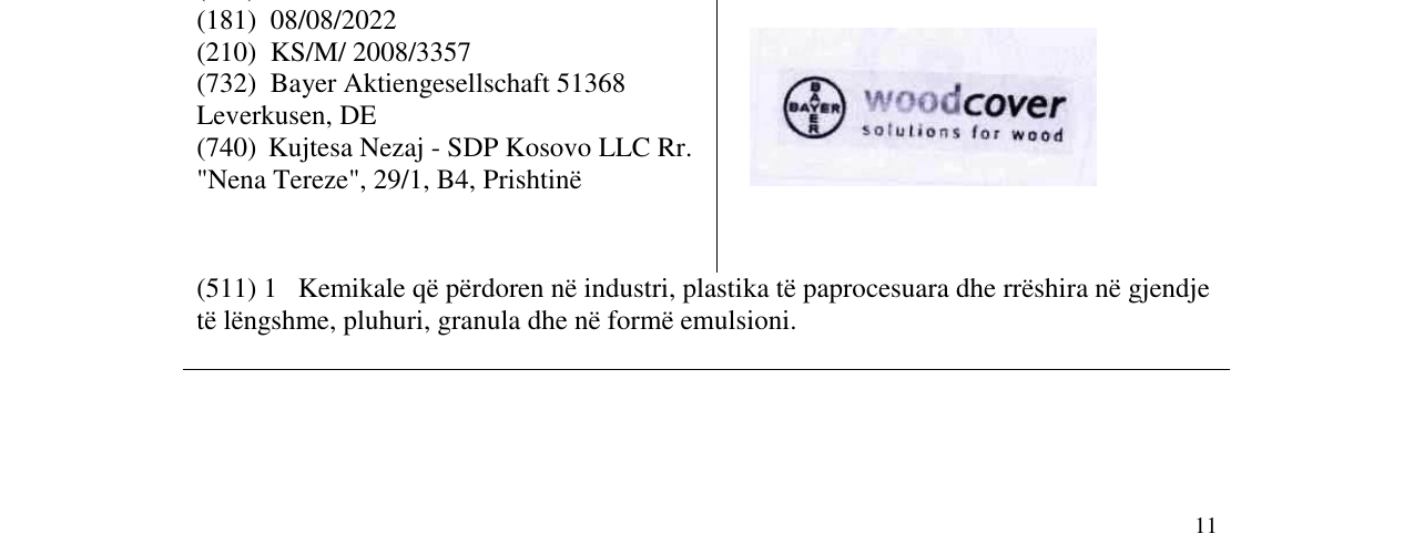 Zëri i markës Woodcover solutions for wood në buletin
