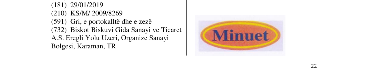 Zëri i markës Minuet në buletin