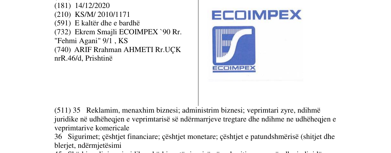 Zëri i markës ECOIMPEX në buletin