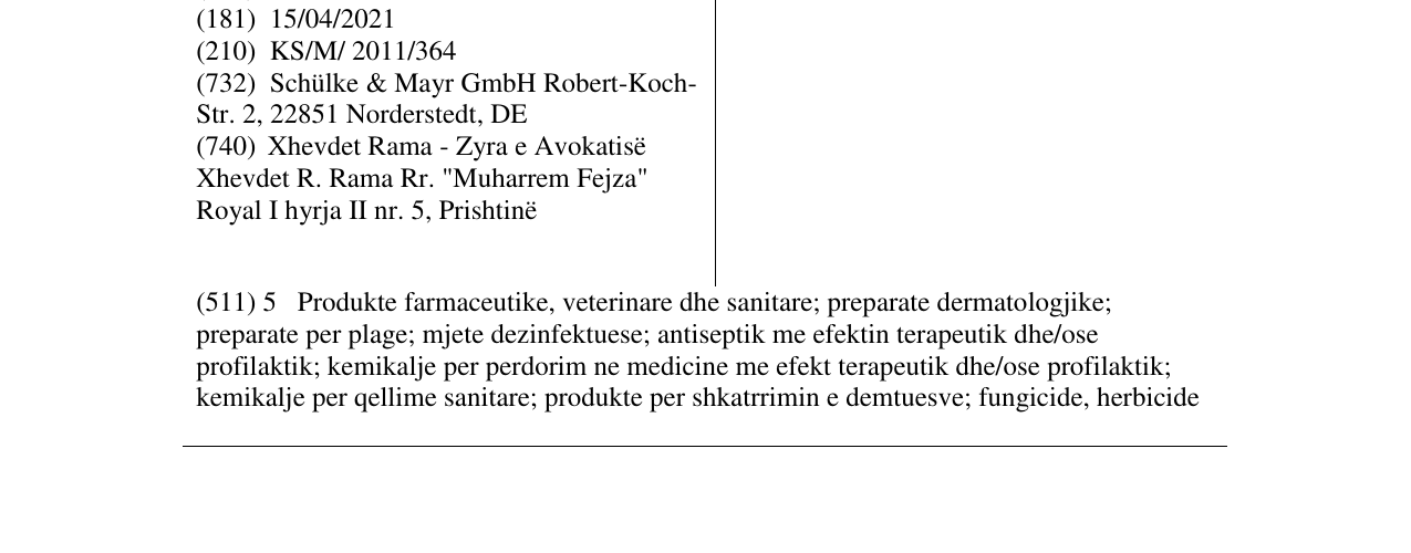 Zëri i markës OCTENISEPT në buletin