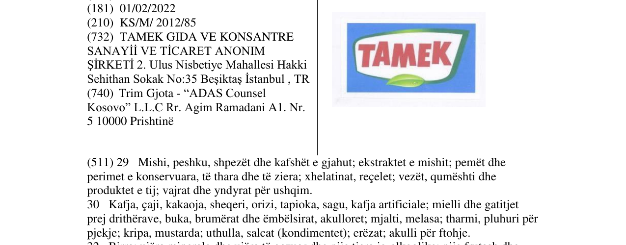 Zëri i markës TAMEK në buletin
