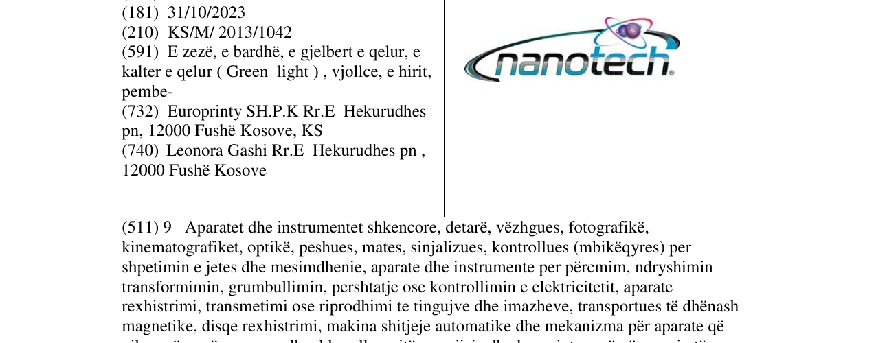 Zëri i markës nanotech në buletin