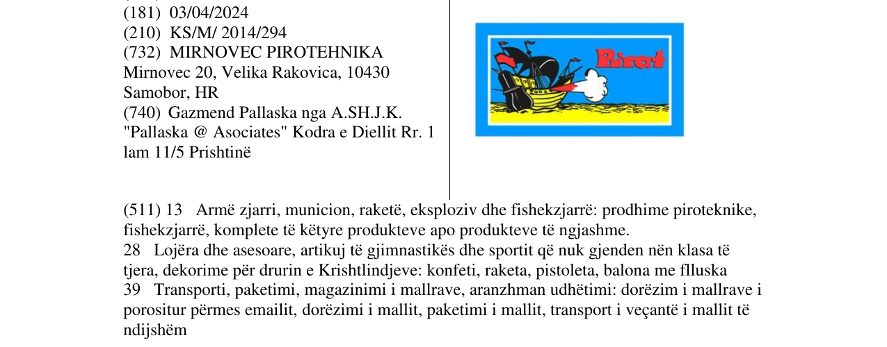 Zëri i markës Pirat në buletin